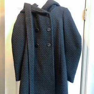 Calvin Klein Hooded, Belted Wool Coat